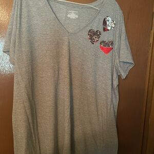 Lane Bryant V-Neck Tee with Sequin Hearts